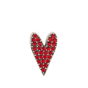 Heart crystal-embellished pin brooch