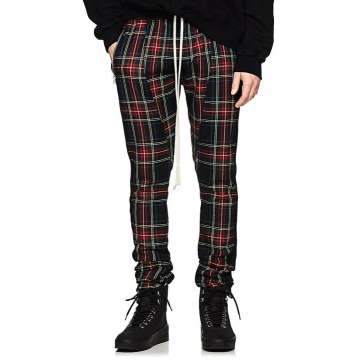 Checked Wool Twill Jogger Pants