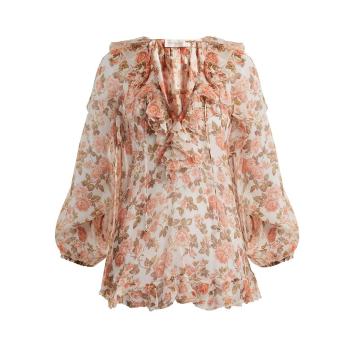 Radiate floral-print silk blouse