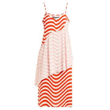 Wave-print slip dress