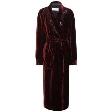 Sequin-embellished velvet coat