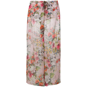 sheer floral flared trousers