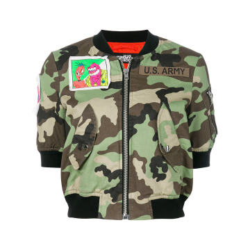 camouflage cropped bomber jacket