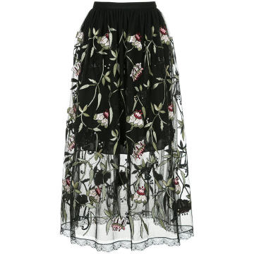 sheer floral print skirt