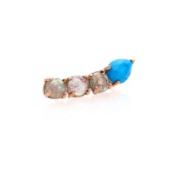 Turquoise, Labradorite &amp; 14K Rose Gold Single Ear Cuff