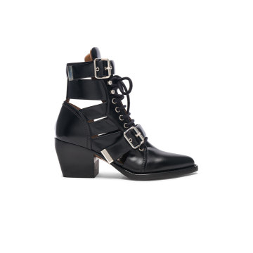 Rylee Leather Lace Up Buckle Boots