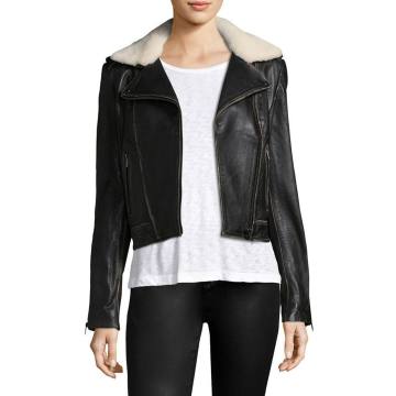 Donna Shearling & Leather Biker Jacket
