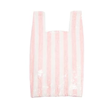 Striped sequin-embellished cotton bag