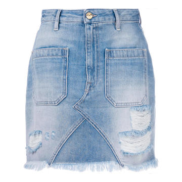 classic fitted denim skirt
