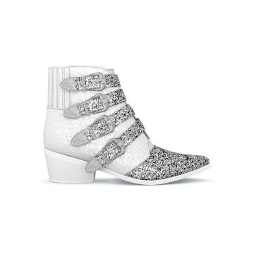 buckled glitter boots