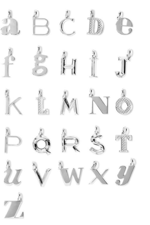A-Z Alphabet Letter 纯银吊坠展示图