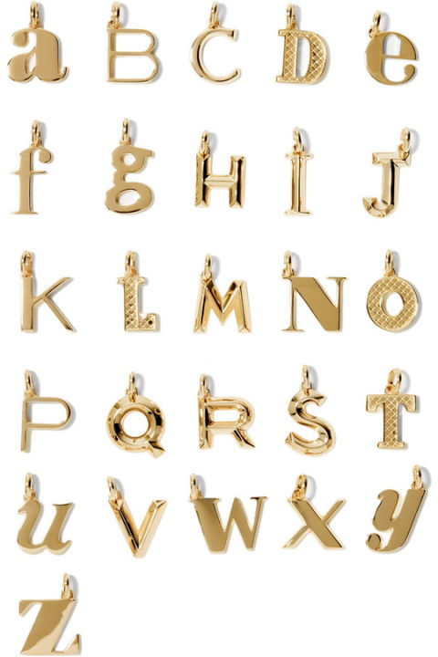A-Z Alphabet Letter 镀金纯银坠饰展示图