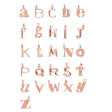 A-Z Alphabet Letter 镀玫瑰金纯银吊坠