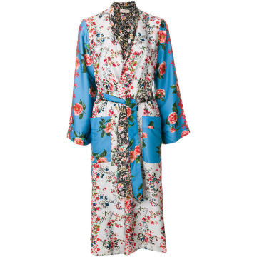contrast floral print robe