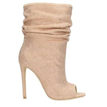 Gianni Renzi Strass Nude Suede Ankle Boots