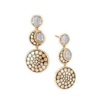 Dot Moon Phase 18K Gold & Diamond Earrings