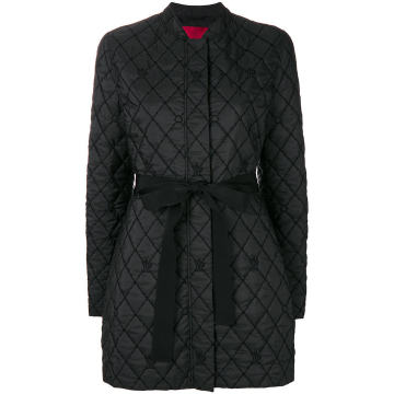 quilted tie waist padded jacket