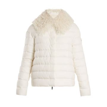 Fur-trimmed quilted-down cashmere jacket