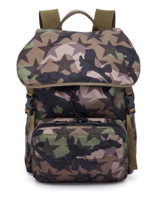 Camouflage Star Nylon & Calf Leather Backpack展示图