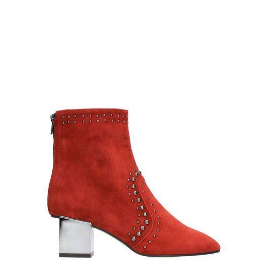 Marc Ellis Red Suede Leather Zipped Boots展示图