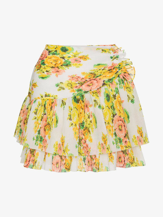 Floral pleated mini skirt展示图
