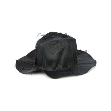 distressed-effect wide-brim hat