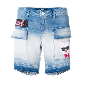 patch-appliqué denim shorts