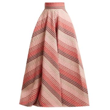 Striped-jacquard panelled skirt