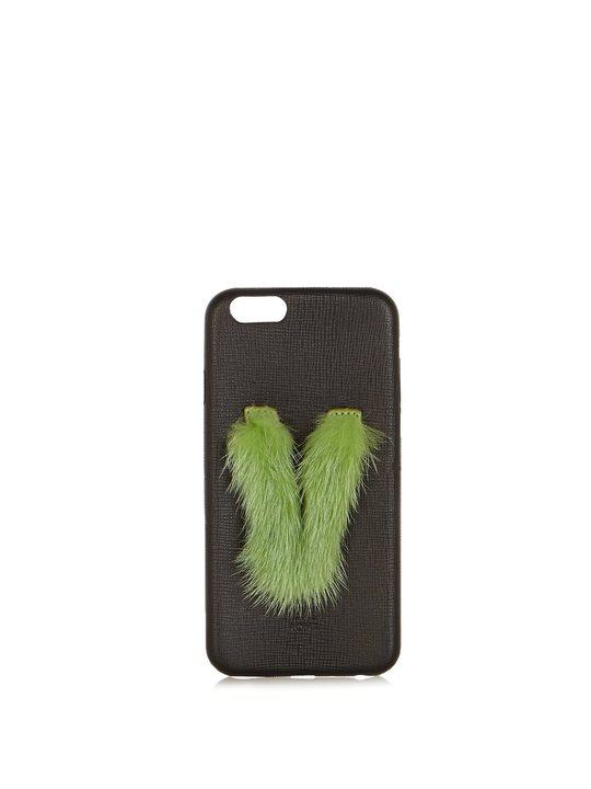 V mink-fur and leather iPhone® 6 case展示图
