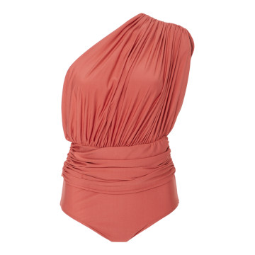 One Shoulder Draped Maillot Swimsuit