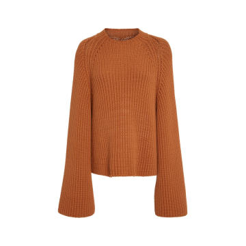 Cropped Rib Knit Flared Sweater