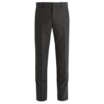Checked tailored wool-blend trousers