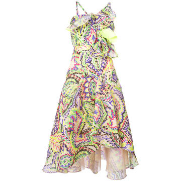 patterned ruffle dress