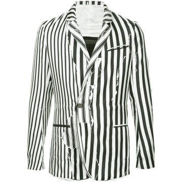 distressed-effect striped blazer