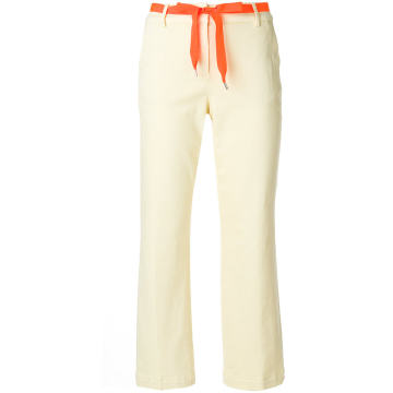 contrast belt straight trousers