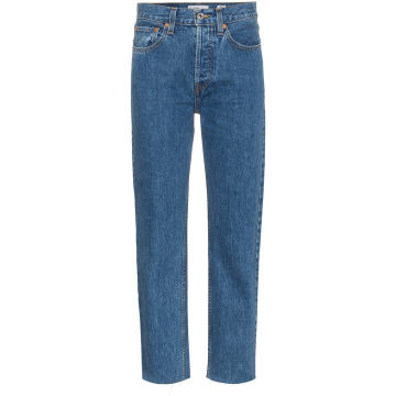 high waisted straight leg cropped jeans