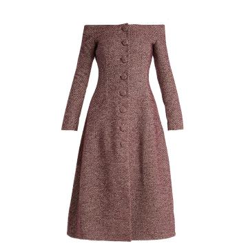 Camilla off-the-shoulder wool-blend dress