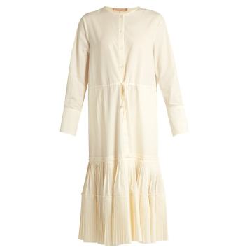 Dorraine pleated-panel cotton-blend midi dress