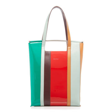 Striped Leather Tote