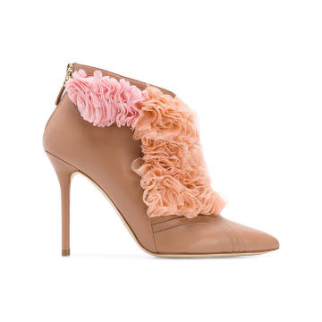 Fluffy frill tulle detail boots
