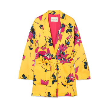 花卉印花绉纱西装式外套