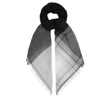 Wool and cotton-blend checked scarf