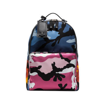 multicoloured camouflage print backpack