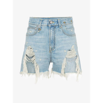 shredded slouch denim shorts