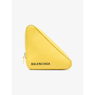 Yellow Triangle Leather Clutch