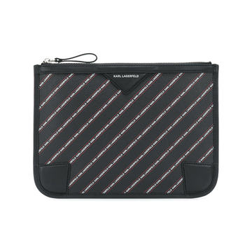 striped logo pouch