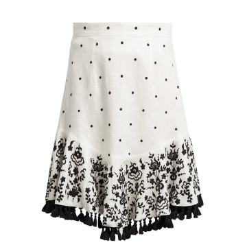 Tali embroidered linen skirt