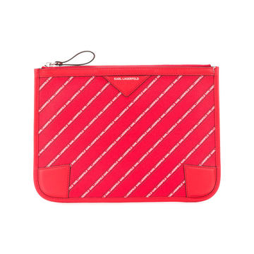 striped logo pouch