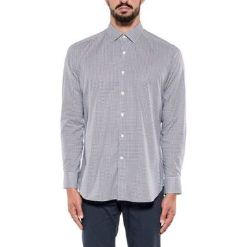 White/blue Cotton Poplin Stretch Shirt