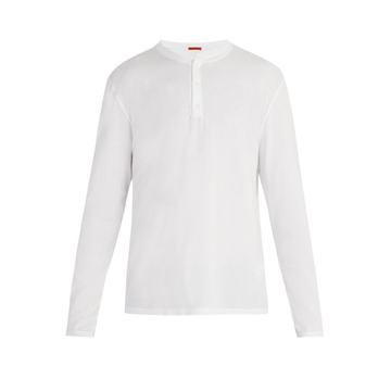 Henley long-sleeved T-shirt